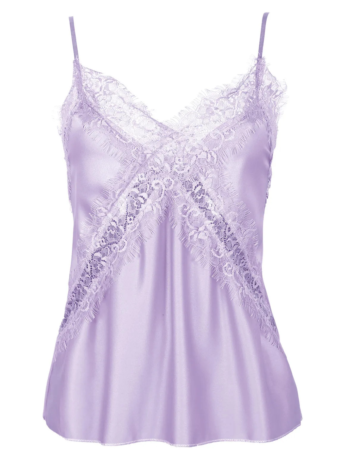 Vanita Top donna effetto raso con pizzo