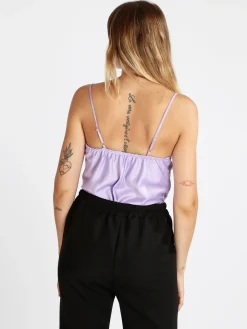 Vanita Top donna effetto raso con pizzo