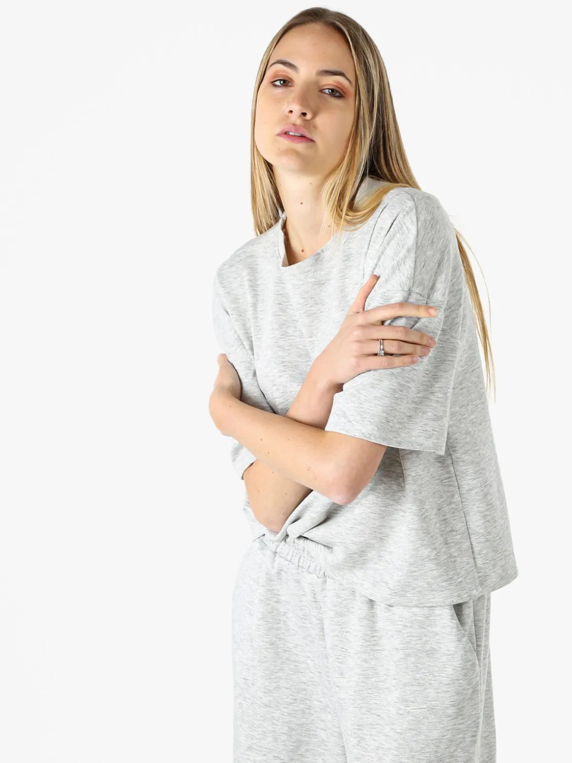 Vanita T-shirt donna oversize in felpa - grigio