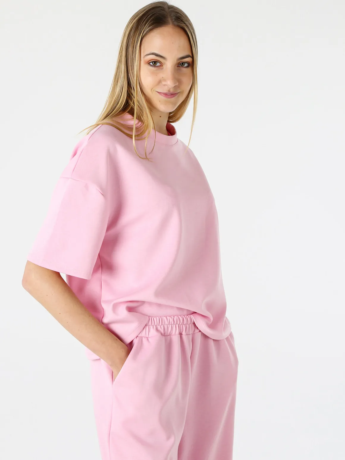 Vanita T-shirt donna oversize in felpa - rosa