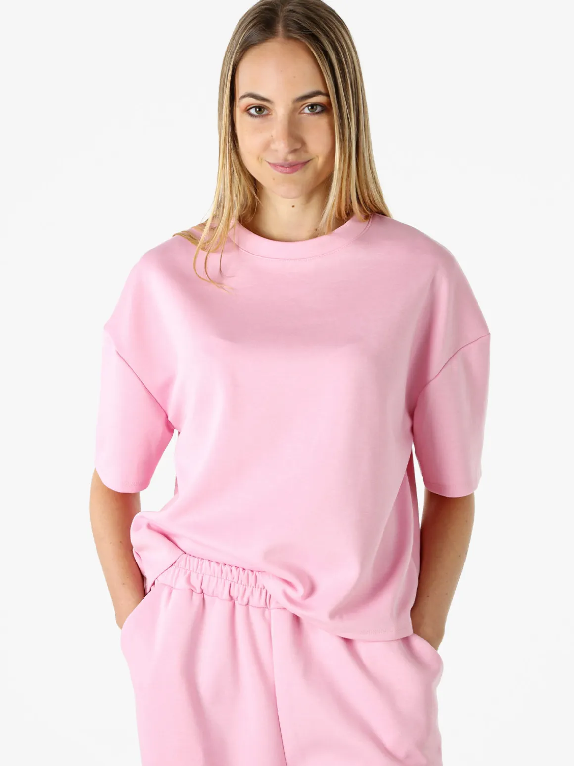 Vanita T-shirt donna oversize in felpa - rosa