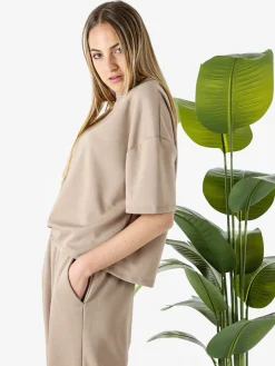 Vanita T-shirt donna oversize in felpa - marrone
