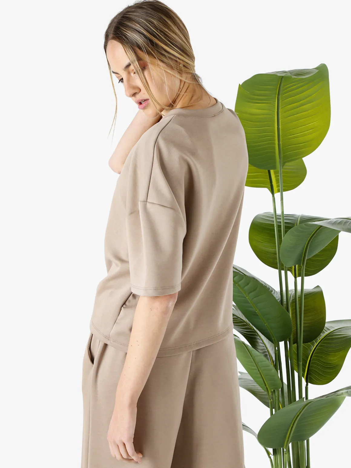 Vanita T-shirt donna oversize in felpa - marrone