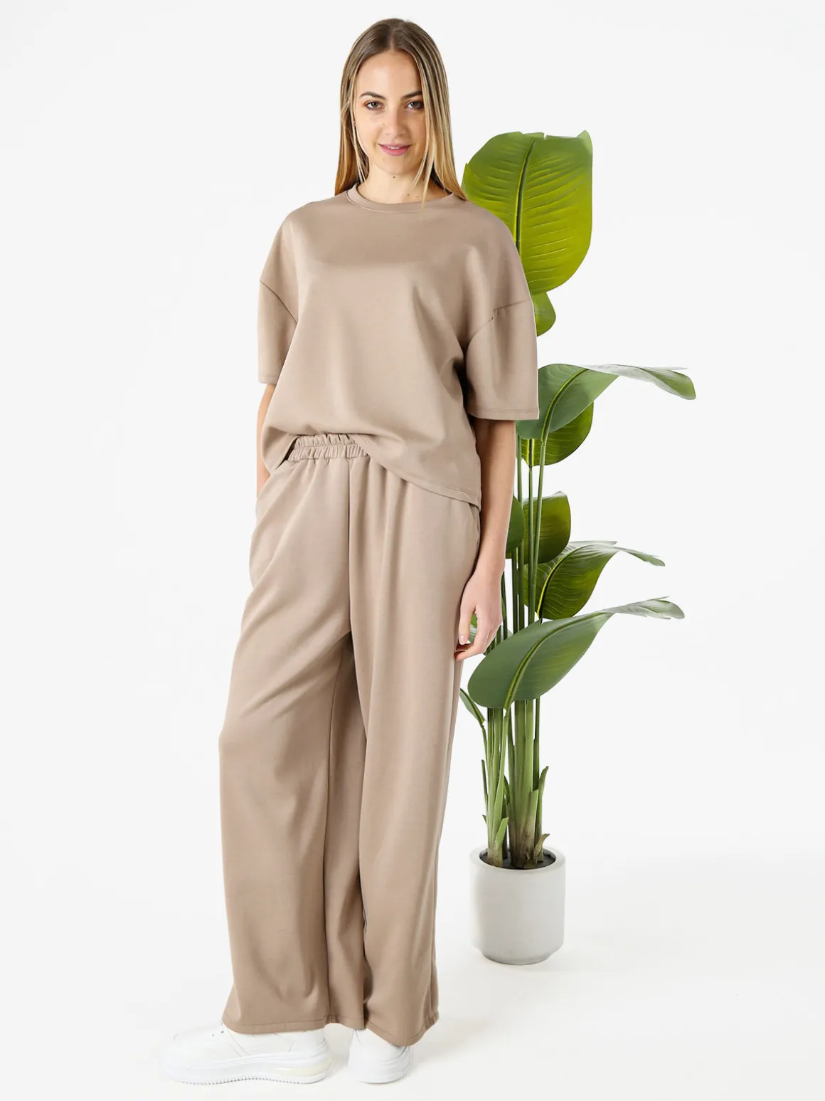 Vanita T-shirt donna oversize in felpa - marrone