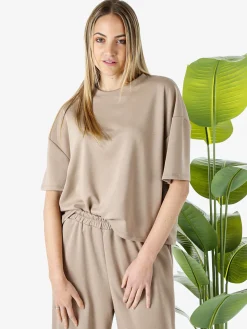 Vanita T-shirt donna oversize in felpa - marrone