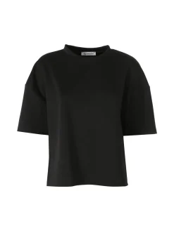 Vanita T-shirt donna oversize in felpa - nero