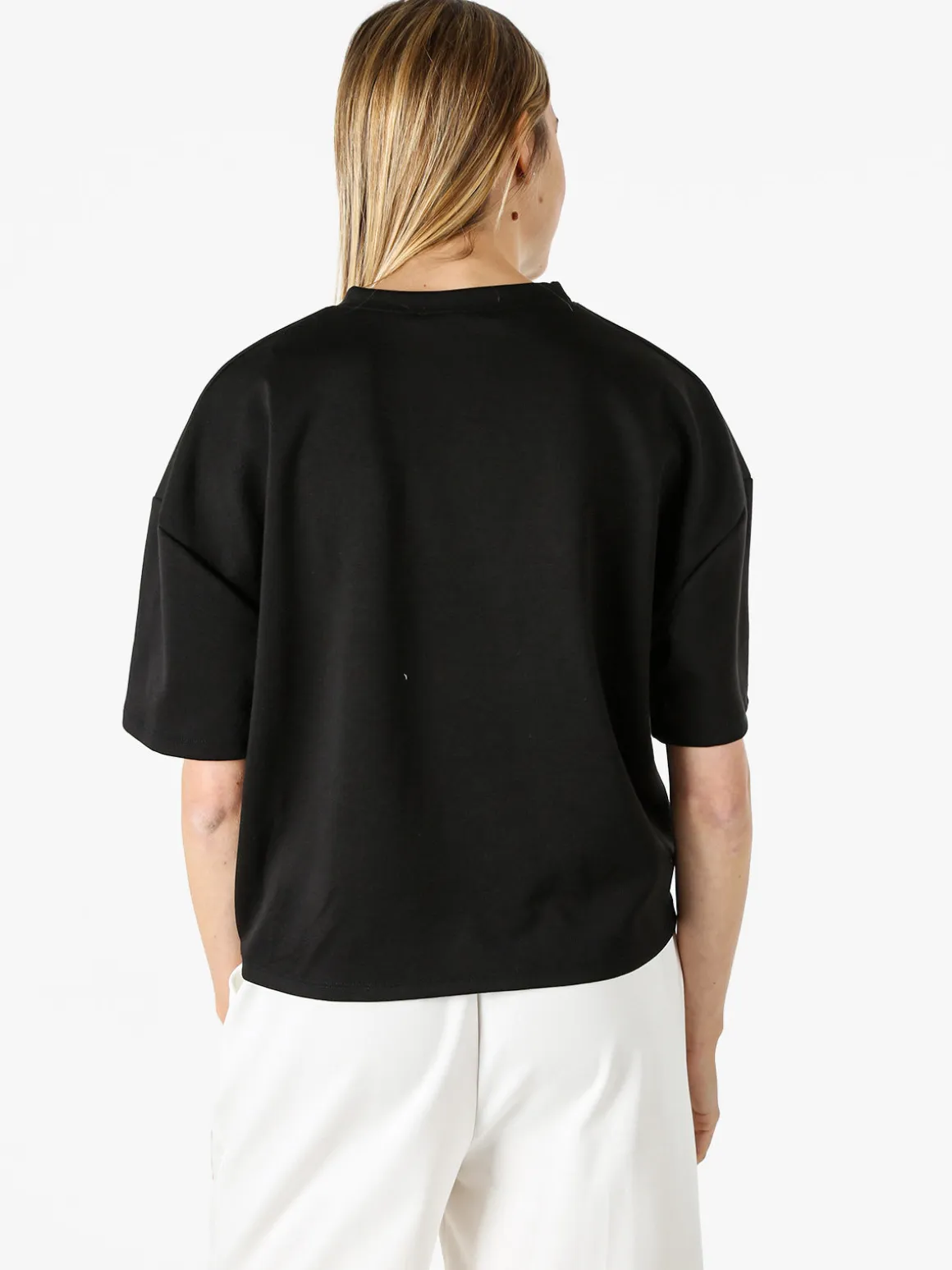 Vanita T-shirt donna oversize in felpa - nero