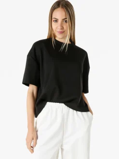 Vanita T-shirt donna oversize in felpa - nero