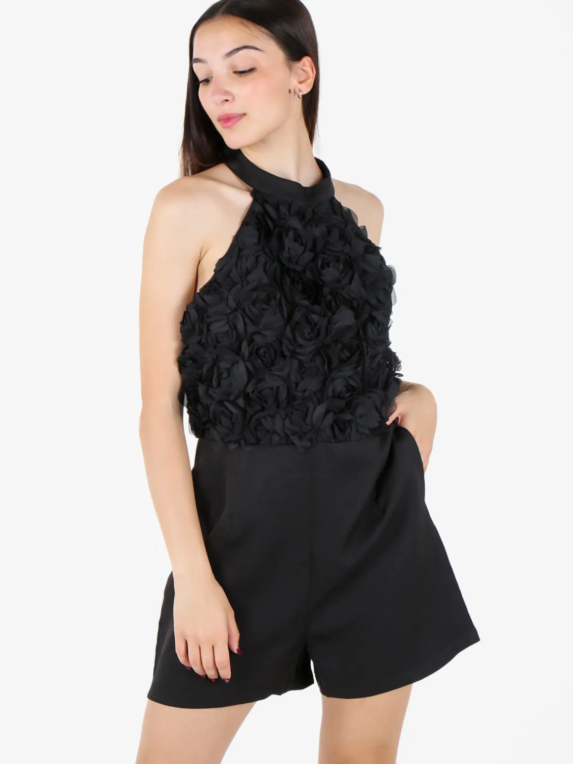 Vanita Tuta jumpsuite elegante da donna con allacciatura al collo