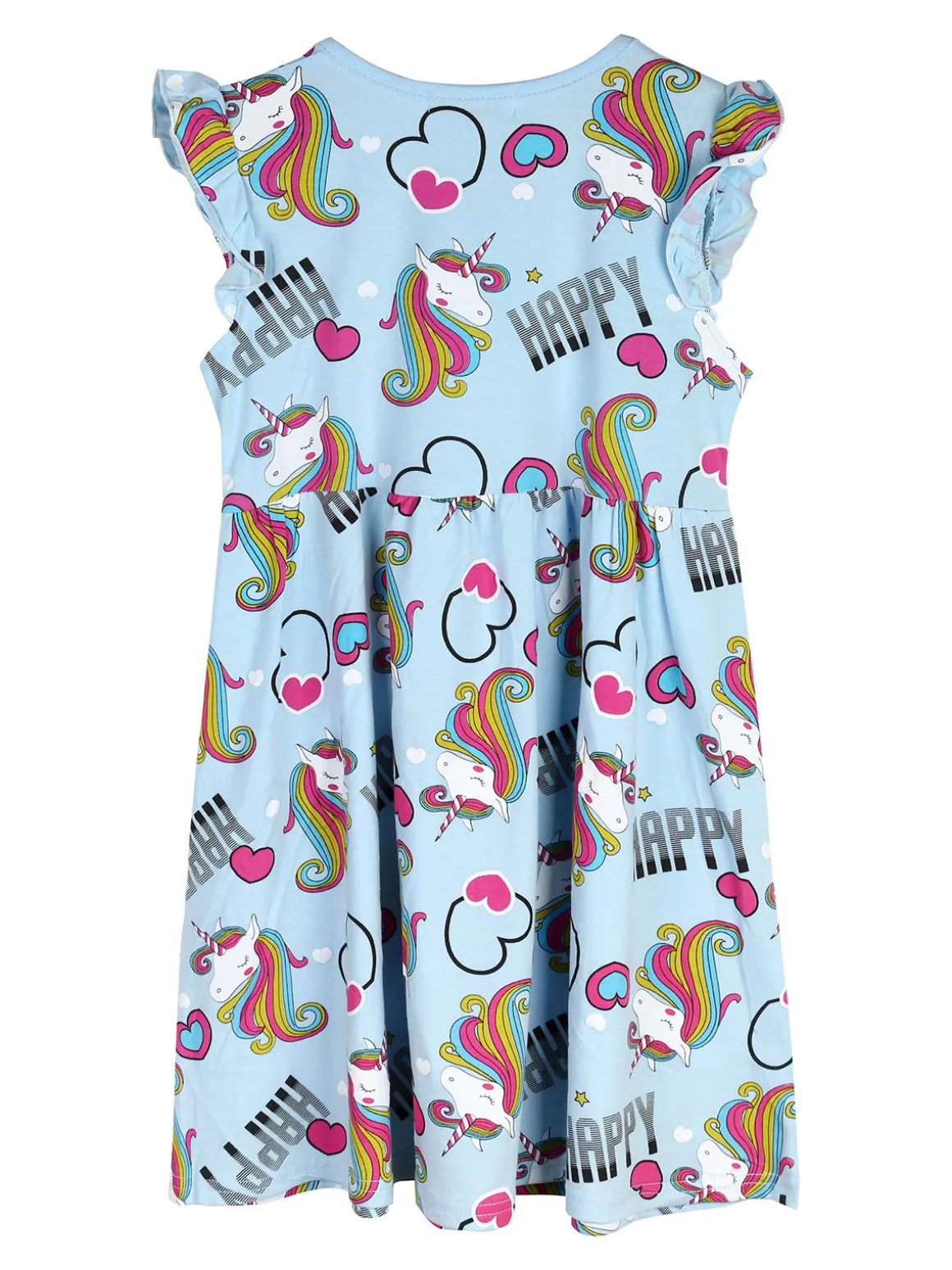 Vanity Girl'S Vestito da bambina unicorno con maniche a volant