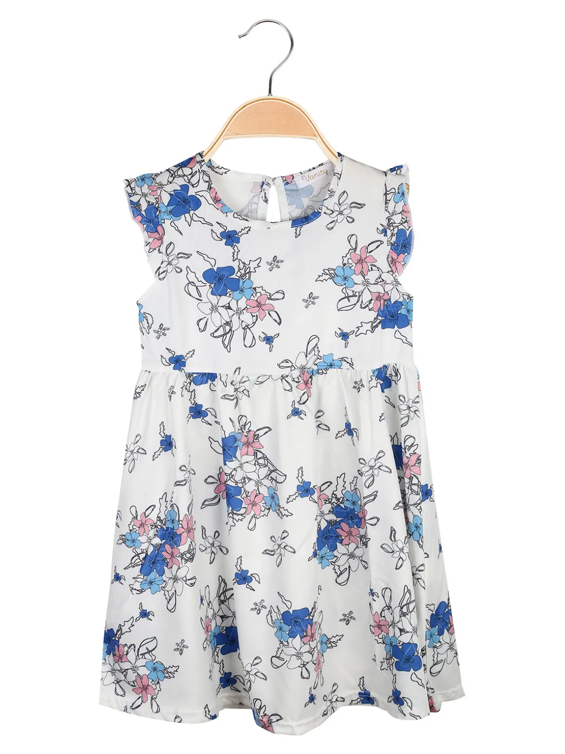 Vanity Girl'S Vestito da bambina floreale con maniche corte a volant