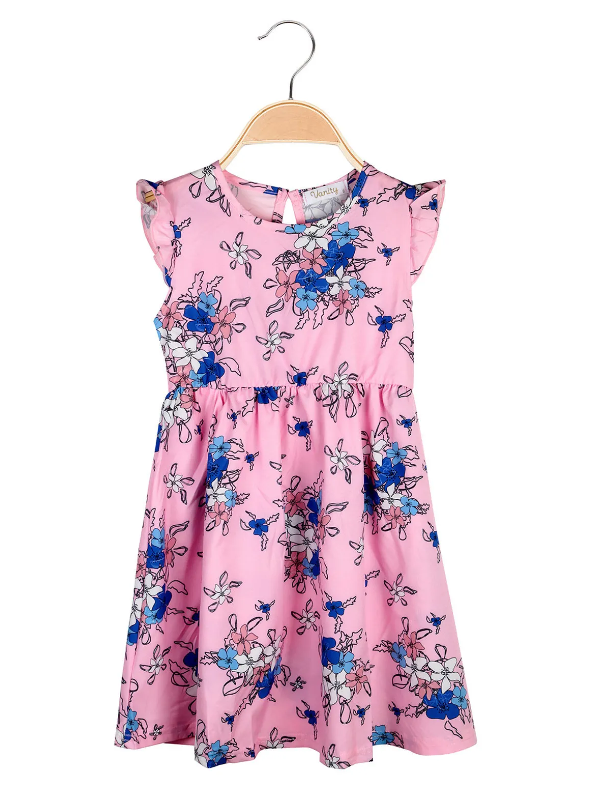 Vanity Girl'S Vestito da bambina floreale con maniche corte a volant