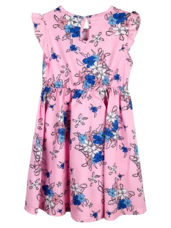 Vanity Girl'S Vestito da bambina floreale con maniche corte a volant