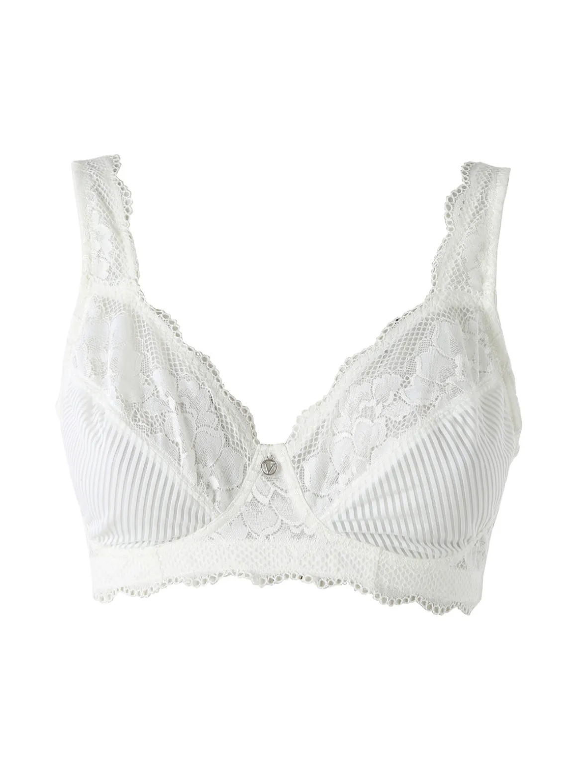 Verde Veronica AR10 Reggiseno preformato con pizzo senza ferretto coppa D - panna
