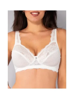 Verde Veronica AR10 Reggiseno preformato con pizzo senza ferretto coppa D - panna