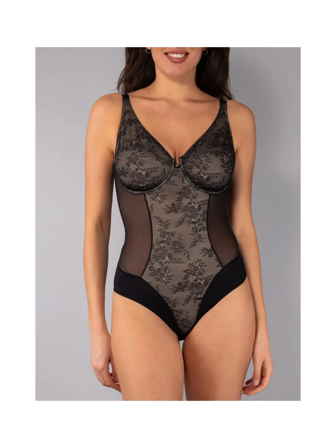 Verde Veronica DR42 Body donna francese con ferretto coppa C - nero
