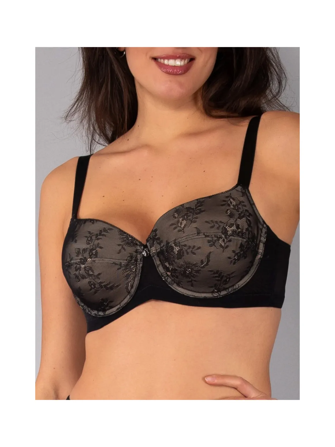 Verde Veronica DR14D Reggiseno donna preformato con coppe imbottite e ferretto coppa D - nero