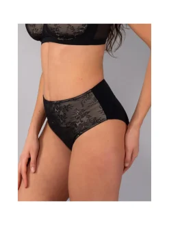 Verde Veronica DR35 Slip donna a vita alta con pizzo - nero