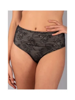 Verde Veronica DR35 Slip donna a vita alta con pizzo - nero