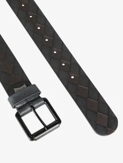 Wampum Cintura in pelle da uomo con fantasia geometrica