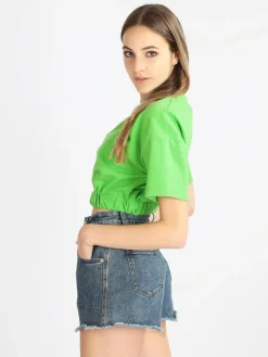 W.Angel Felpa donna cropped manica corta