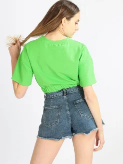 W.Angel Felpa donna cropped manica corta