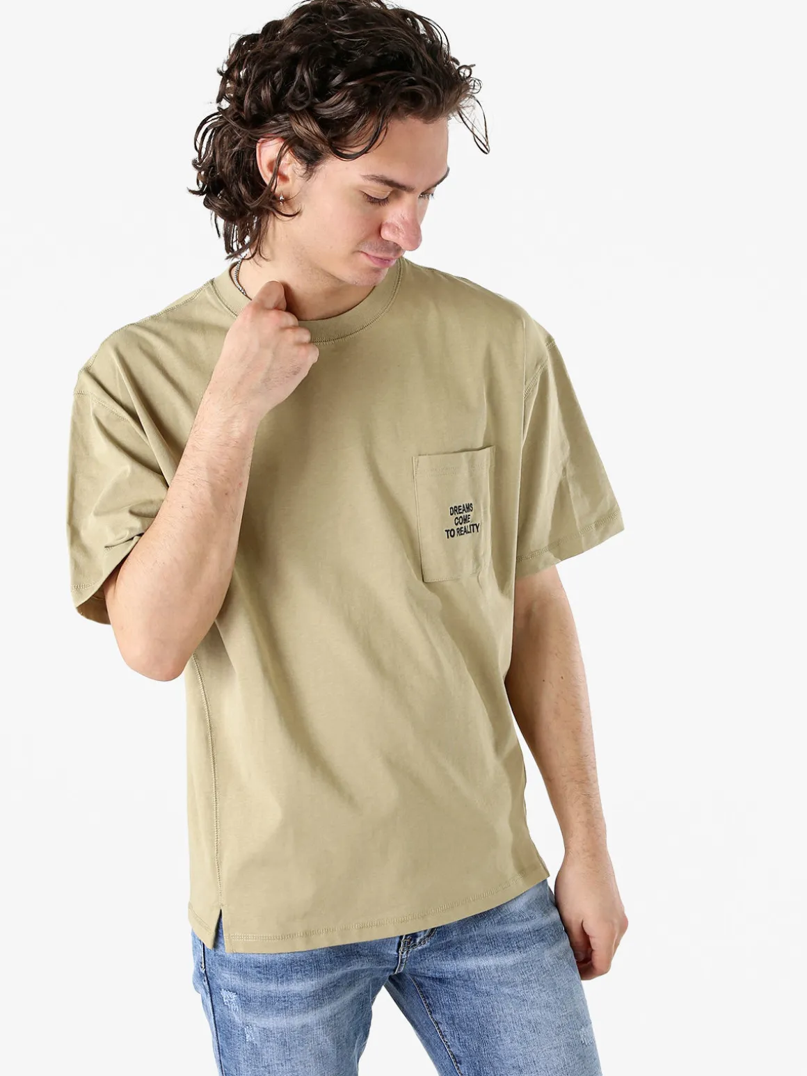 Warren Webber T-shirt oversize da uomo in cotone - khaki