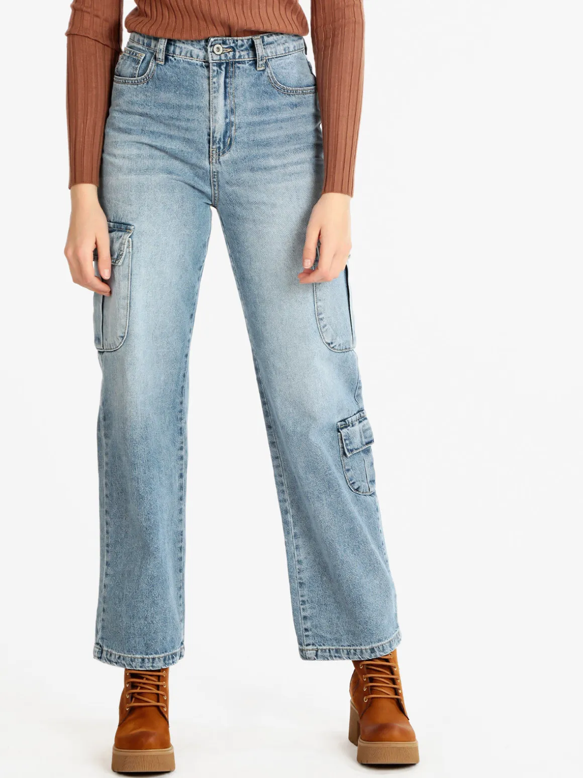 Water Jeans Jeans donna a gamba larga con tasconi