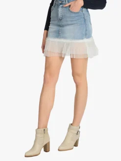 Water Jeans Minigonna in jeans con tulle
