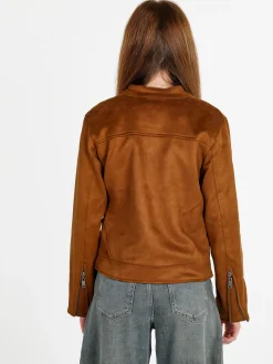 W Collection Giacca donna scamosciata con cerniera - marrone