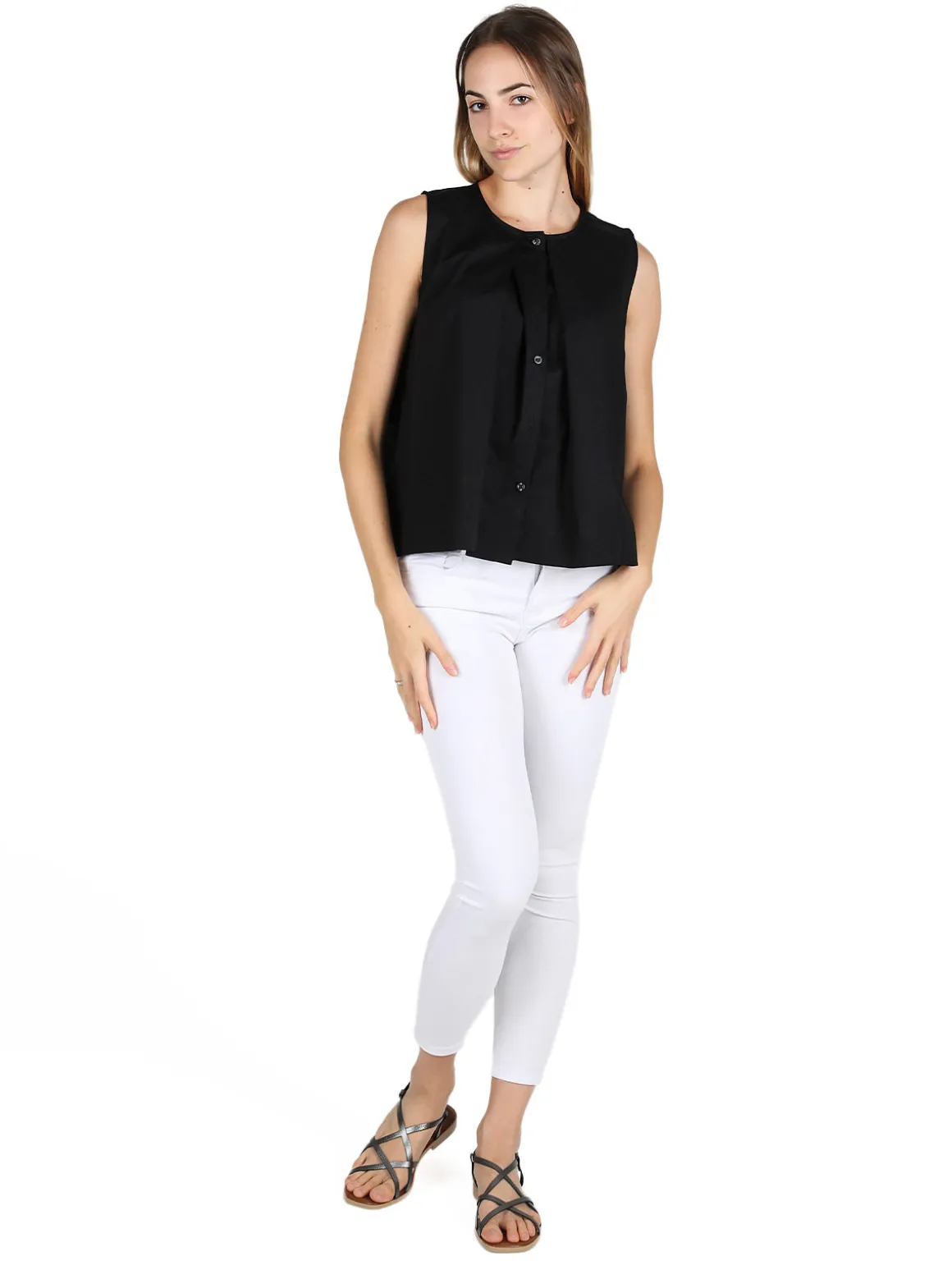 Wendy Trendy Camicia donna senza maniche in cotone