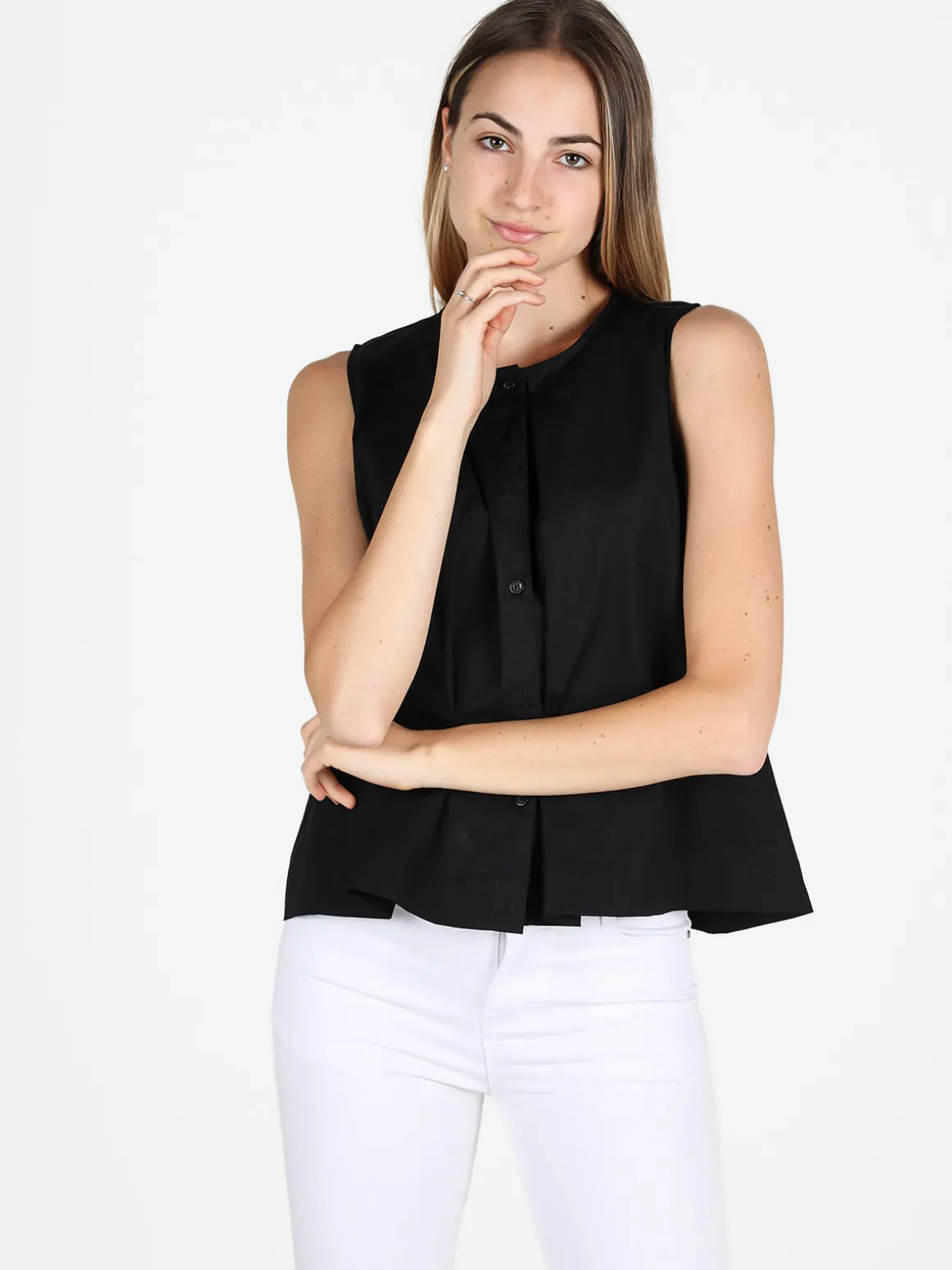Wendy Trendy Camicia donna senza maniche in cotone