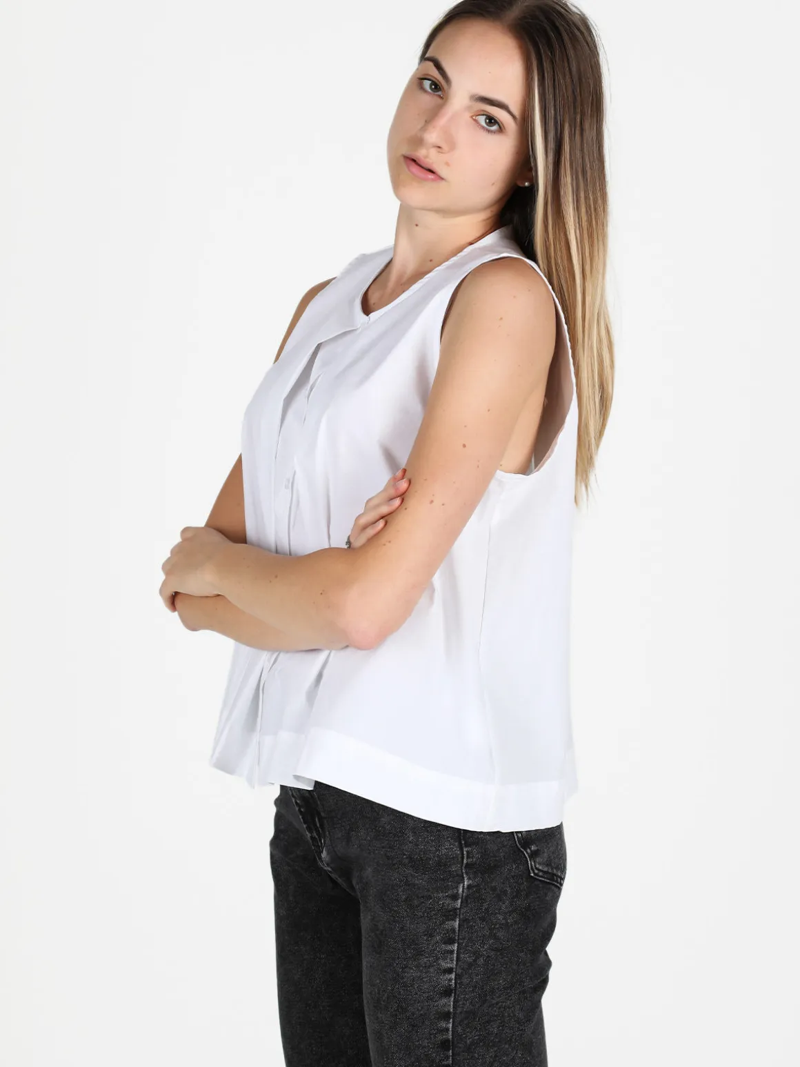 Wendy Trendy Camicia donna senza maniche in cotone