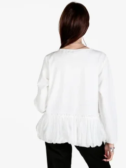 Wendy Trendy Maglia donna oversize con bordo finale a palloncino