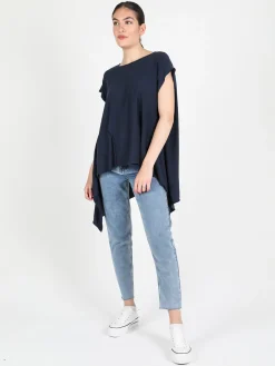 Wendy Trendy Maxi t-shirt donna asimmetrica in cotone