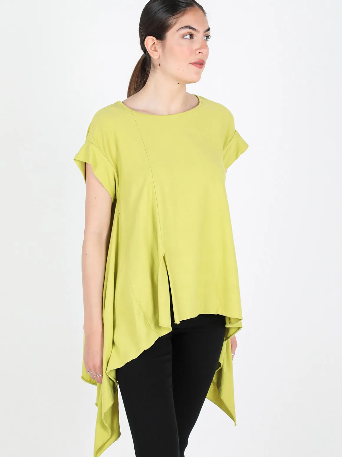 Wendy Trendy Maxi t-shirt donna asimmetrica in cotone