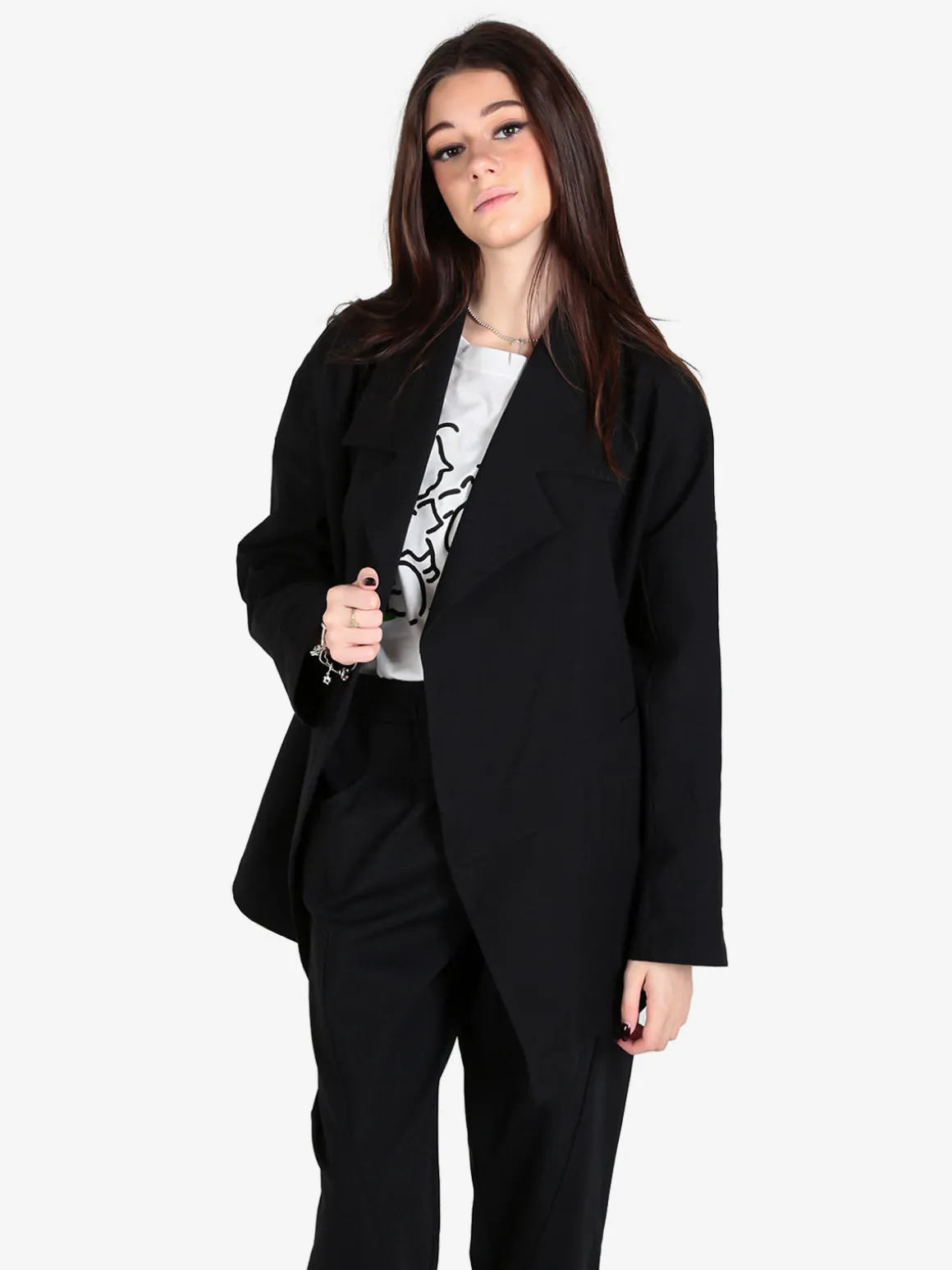 Wendy Trendy Trench donna aperto con spalle cadenti