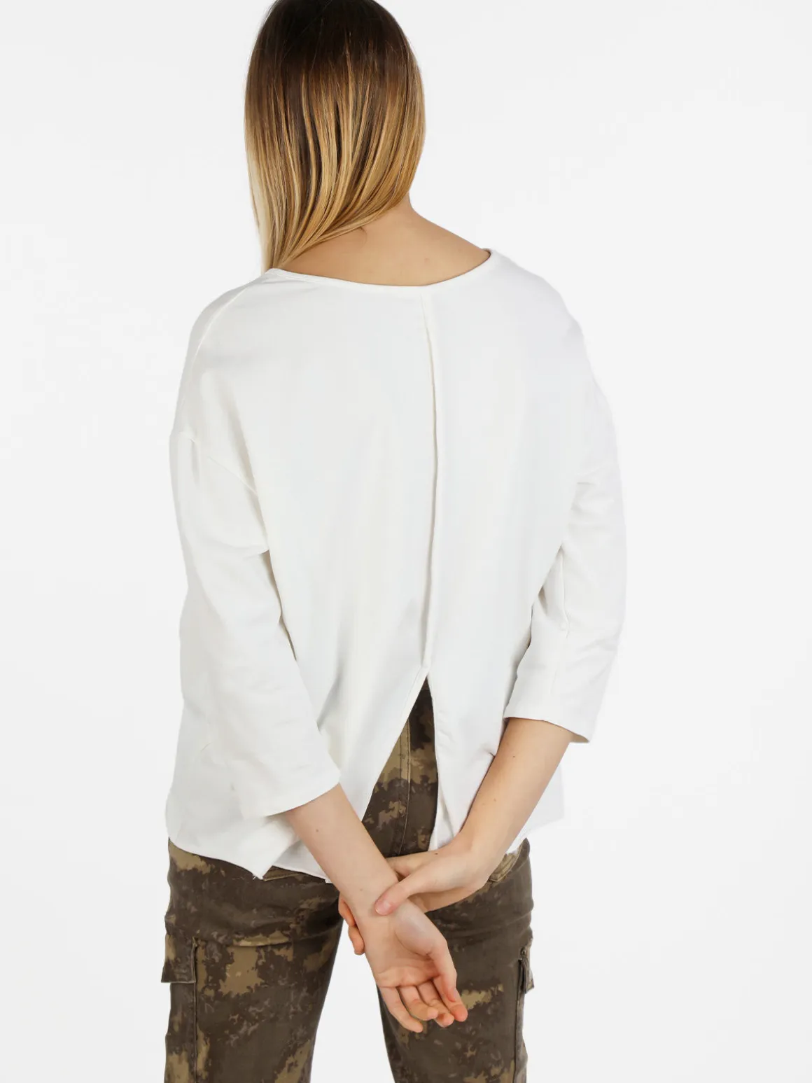 Wendy Trendy T-shirt donna a manica lunga con spacco dietro