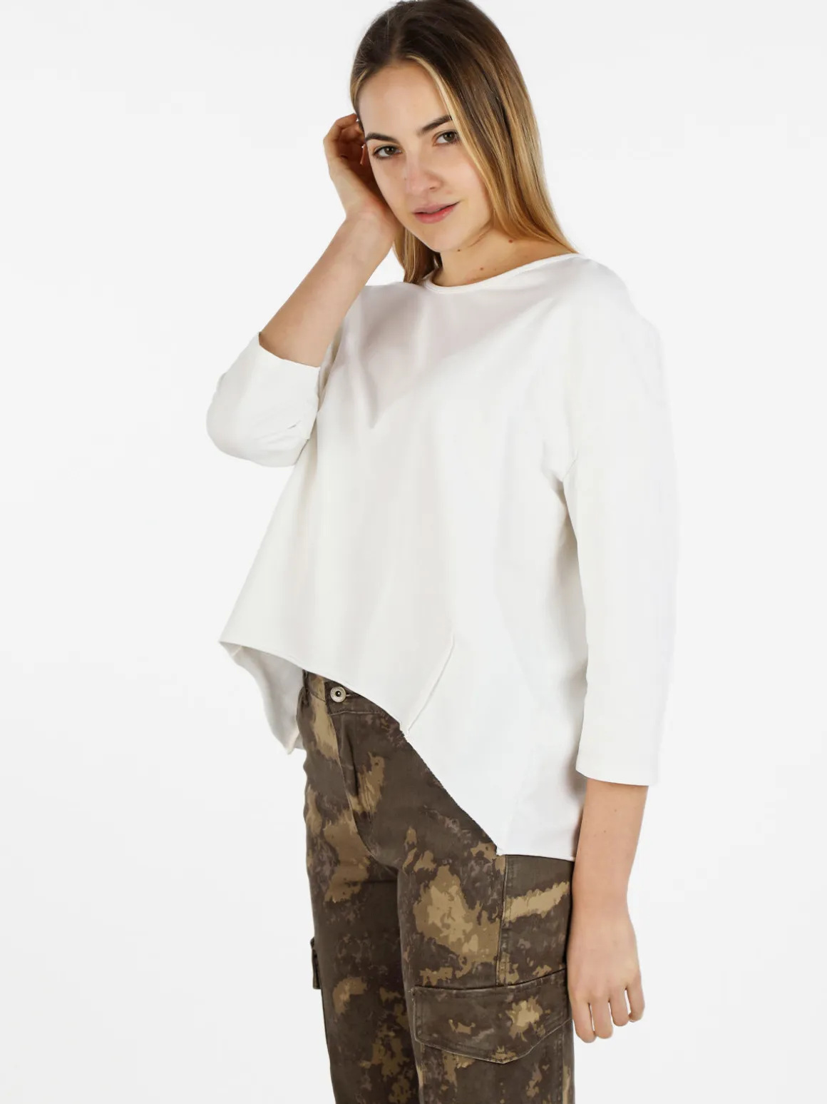 Wendy Trendy T-shirt donna a manica lunga con spacco dietro