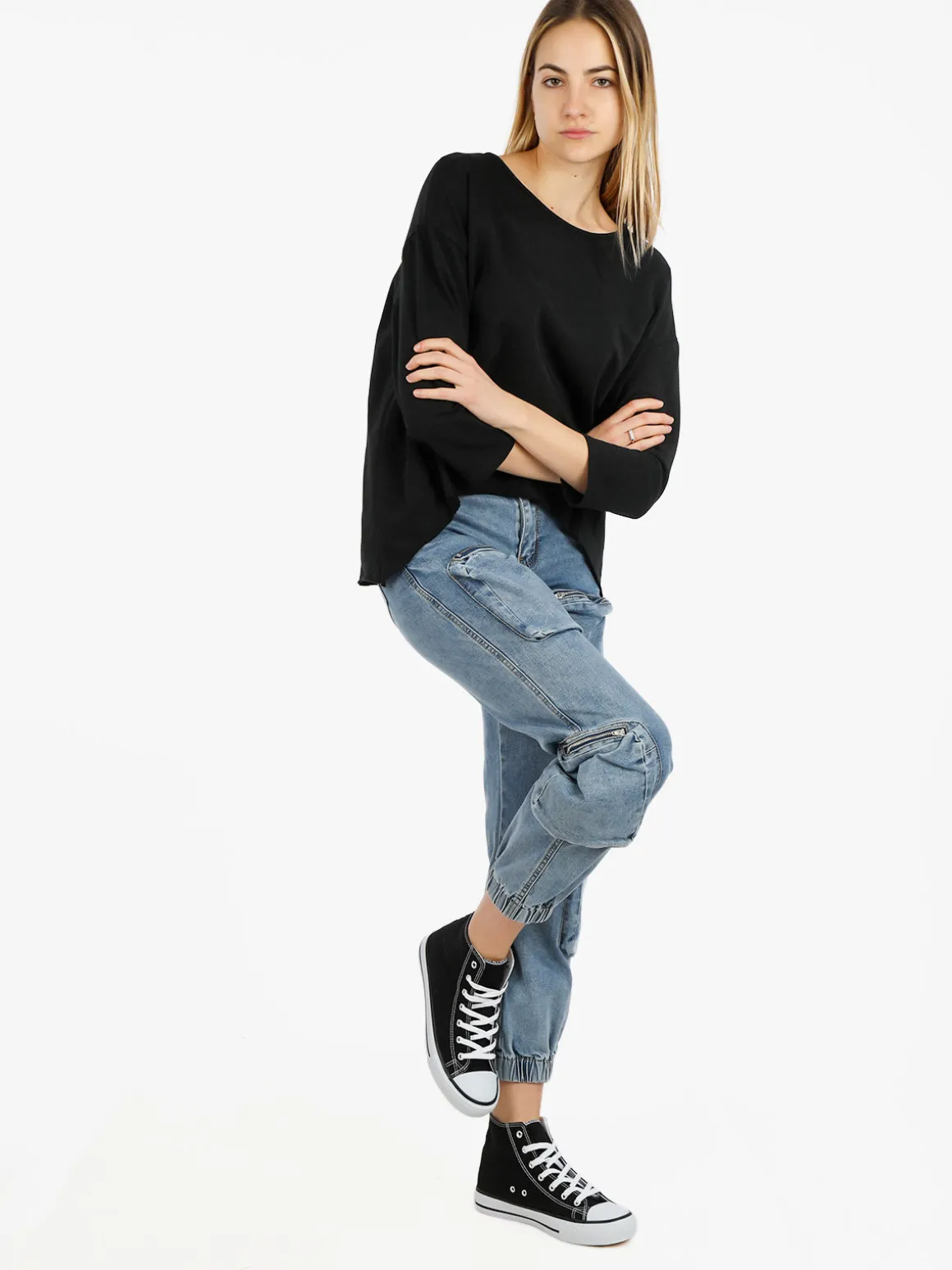 Wendy Trendy T-shirt donna a manica lunga con spacco dietro