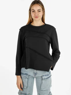 Wendy Trendy T-shirt donna oversize a manica lunga in cotone
