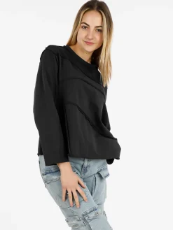 Wendy Trendy T-shirt donna oversize a manica lunga in cotone