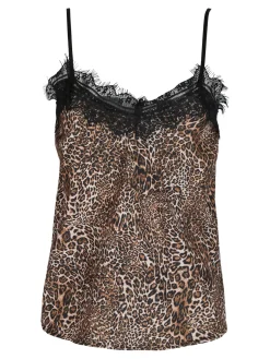W.Studio Top donna effetto raso con stampa animalier