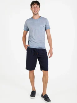 X-Cape Bermuda uomo in misto lino e cotone - blu scuro