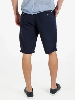 X-Cape Bermuda uomo in misto lino e cotone - blu scuro
