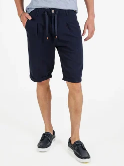 X-Cape Bermuda uomo in misto lino e cotone - blu scuro