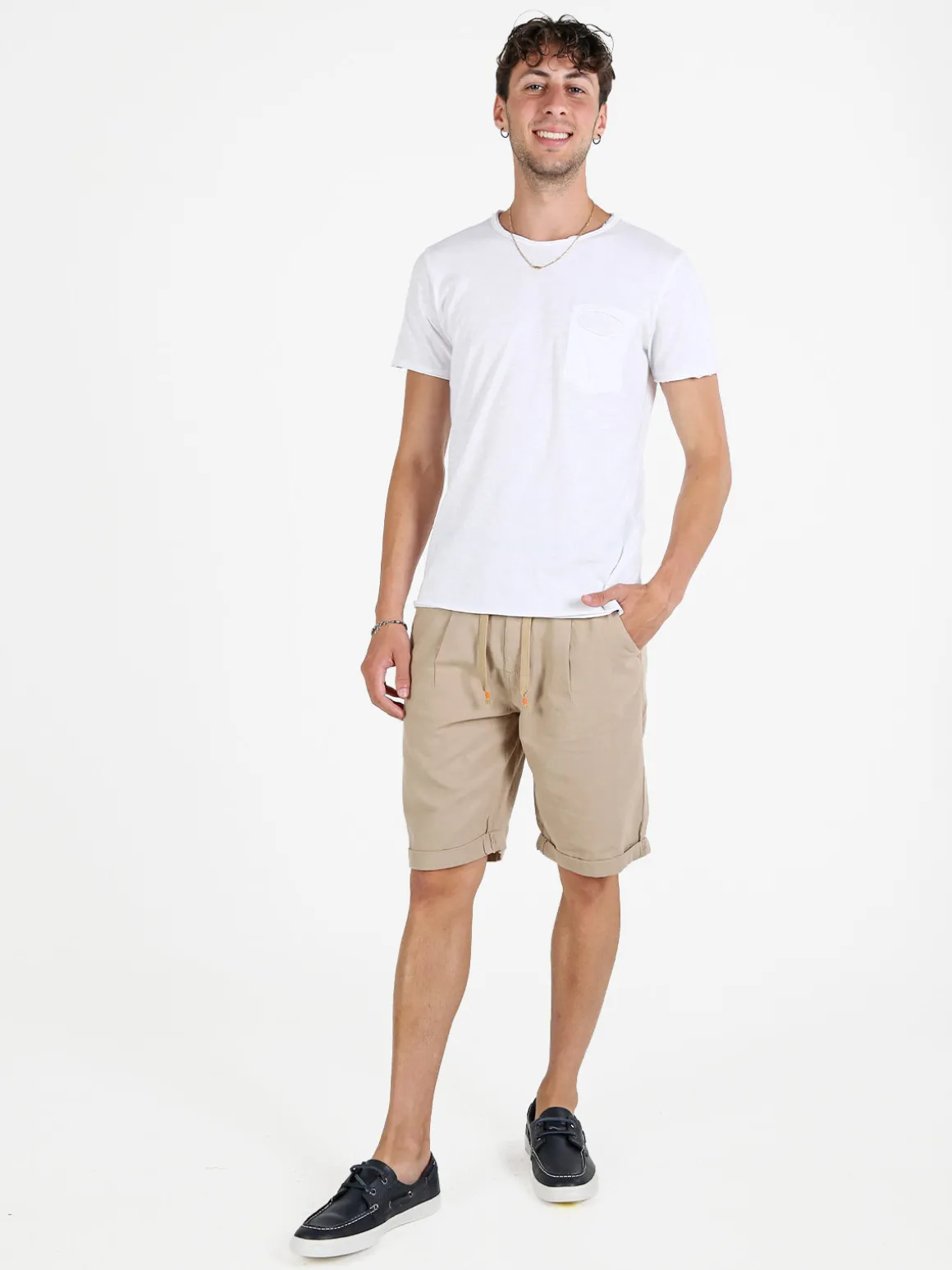 X-Cape Bermuda uomo in misto lino e cotone - beige