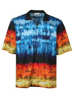 X-Cape Camicia uomo a maniche corte con stampa e scollo a V