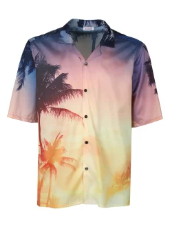 X-Cape Camicia uomo a maniche corte con stampa e scollo a V