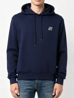 X-Cape Felpa da uomo con cappuccio e stampa sul retro - blu scuro